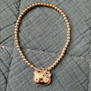 Silver Beaded Bracelet with Locket Hello Kitty Charm
